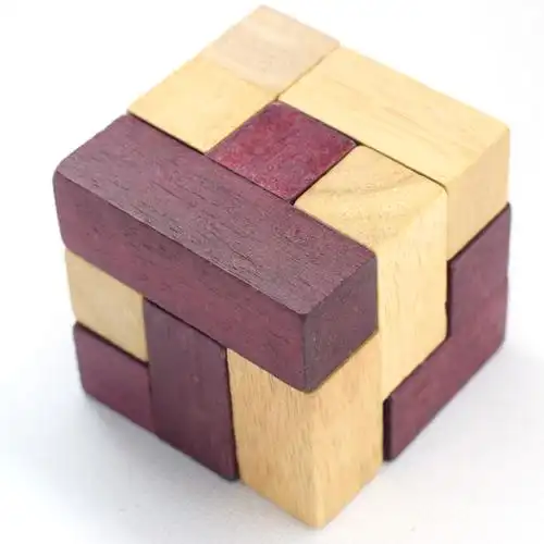 双色正方体孔明锁鲁班锁 成人益智创意木质