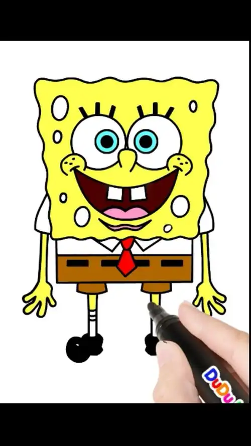 海绵宝宝#怎样画海绵宝宝简笔画儿童绘画宝宝学画画少儿一步一步美术