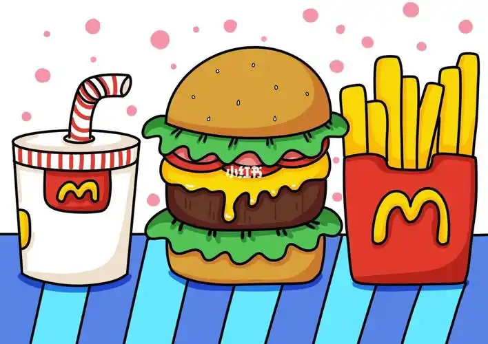 汉堡薯条可乐儿童创意画快餐儿童话