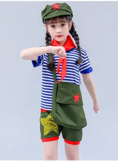 万圣节儿童小红军红星闪闪演出服学习雷锋精神代代传服装红歌演出服t
