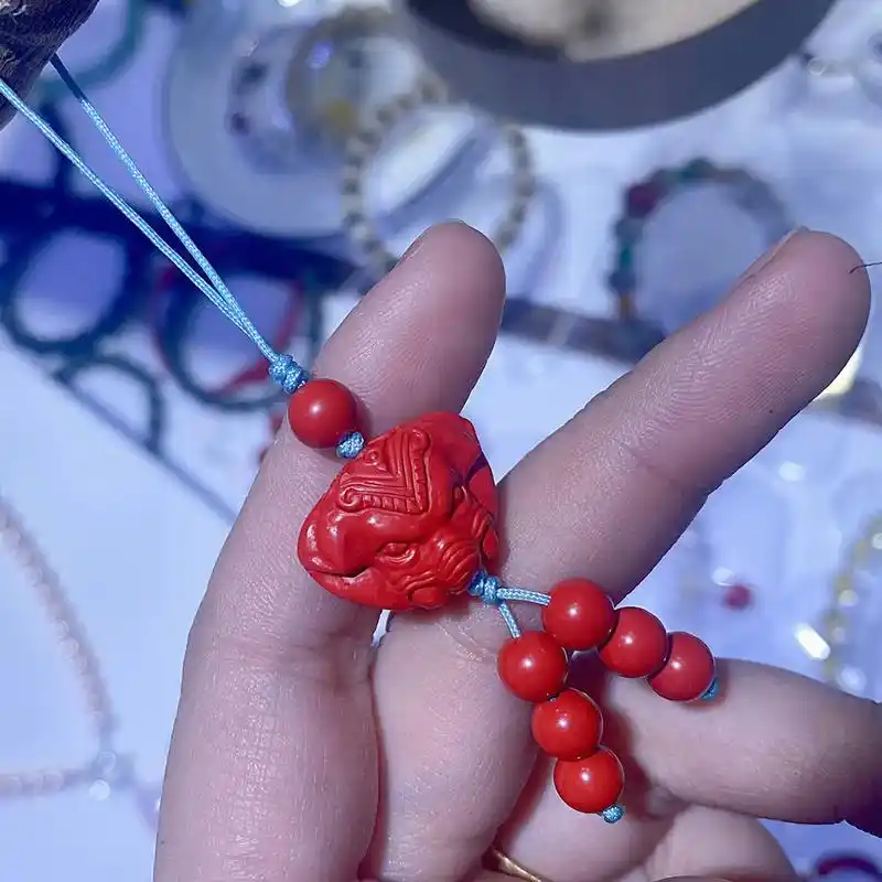 品翠原创红朱砂中国风幸运手机链 #手工艺人 - 抖音