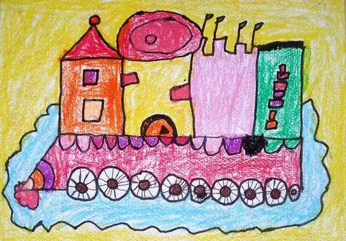 少儿书画作品-《会动的房子》/儿童书画作品《会动的房子》欣赏_中国