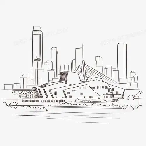 本作品全称为《简约手绘线稿重庆大剧院元素》,使用 adobe photoshop