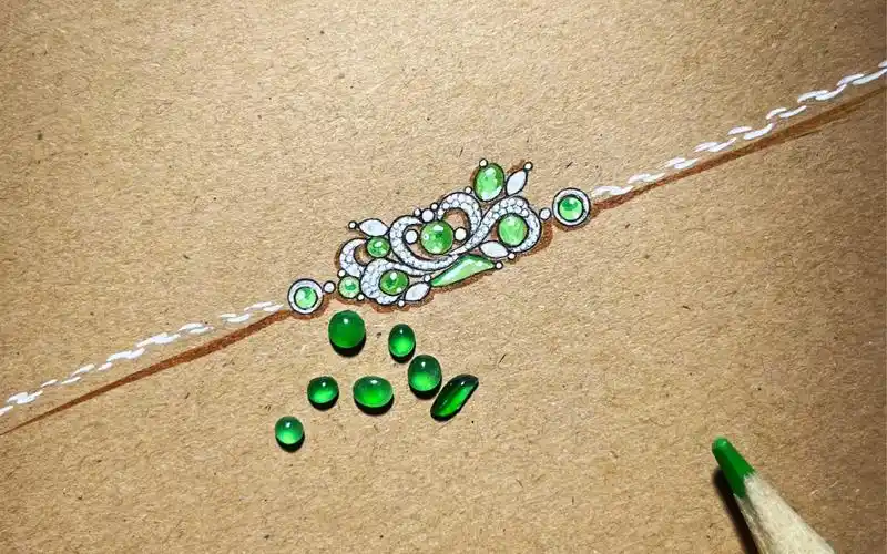 珠宝手绘设计&翡翠蛋面手链