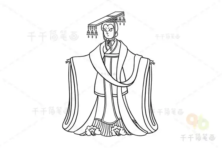中国武周时期女皇帝武则天简笔画