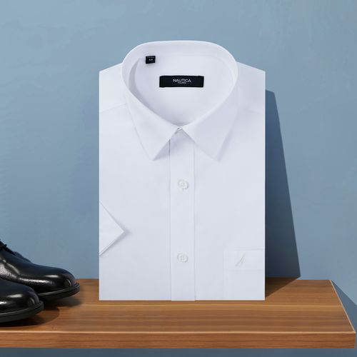 nautica tailored男士短袖衬衫商务正装衬衣