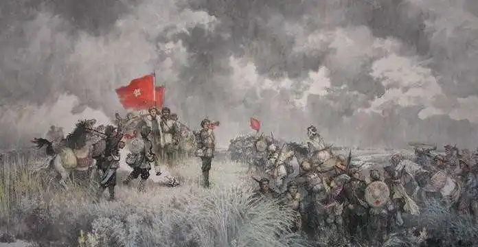 刘仑《红军过草地》国画