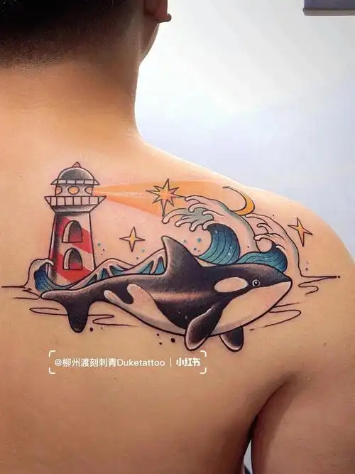 虎鲸纹身鲸鱼纹身柳州渡刻纹身duke