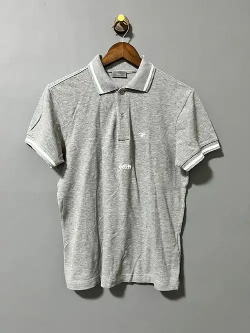 dior小蜜蜂刺绣短袖polo衫灰色尺码s