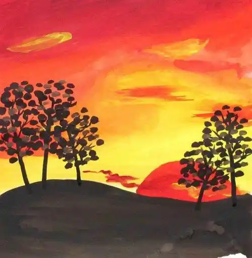 水粉画晚霞水粉画晚霞教程