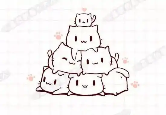 萌萌的猫爪子简笔画