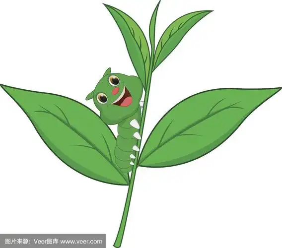毛毛虫卡通爬叶
