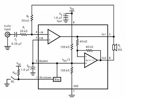 国产音频功放电路8002/csc8002,sop8封装.输出功率:2.6w,工作电压:2.
