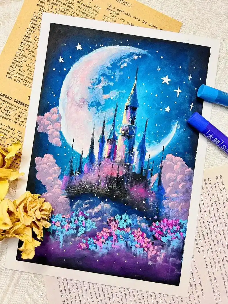 油画棒|梦幻城堡(附步骤图和细节图)"城堡为爱守着秘密, 而 - 抖音