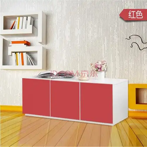 店储物柜落地柜收纳柜矮柜储物柜边柜榻榻米凳柜子 白色柜子 红色柜门