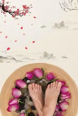 玫瑰花人物古风山水足疗按摩养生中医海报背景