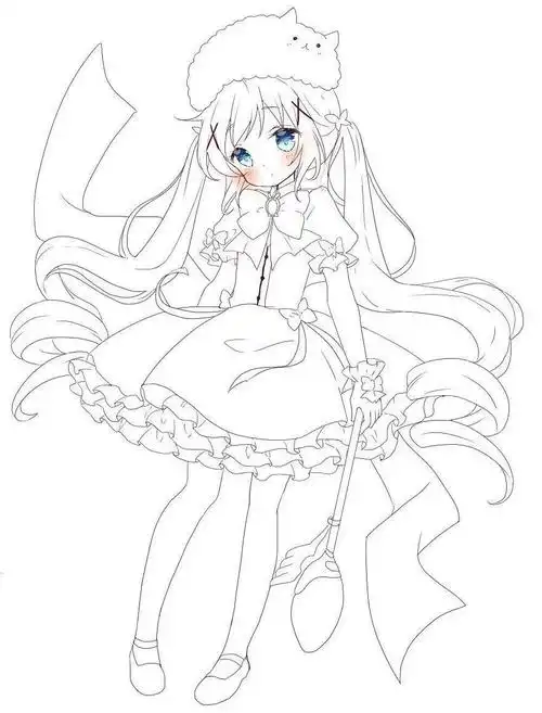 绘画素材分享线稿分享第2期新手练习动漫萝莉风少女线稿84p