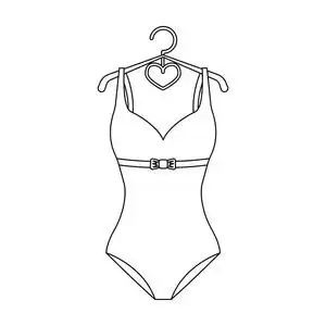 女人穿海滩.swimcuits 单中的黑色风格矢量符号股票图图标照片