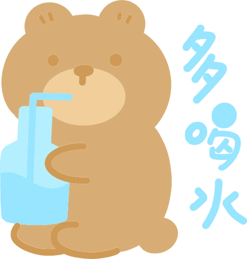 可爱小动物卡通粉嫩色块装饰贴纸多喝水