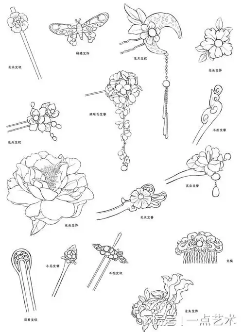 各种华丽或素雅的装饰,能更好地区分人物角色~古风器物古代女子之美