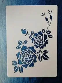 月季 古风创意手绘diy镂空模板型染喷雾涂鸦图案遮蔽板墙绘画画