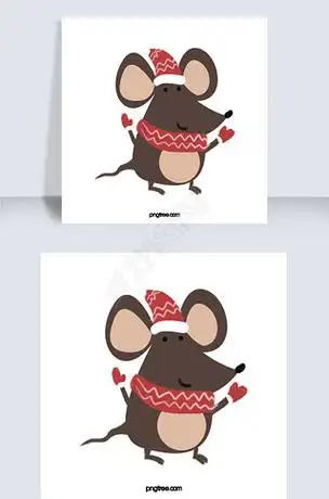 冬季卡通小动物老鼠插画元素