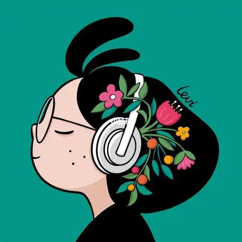 听音乐的耳朵花开