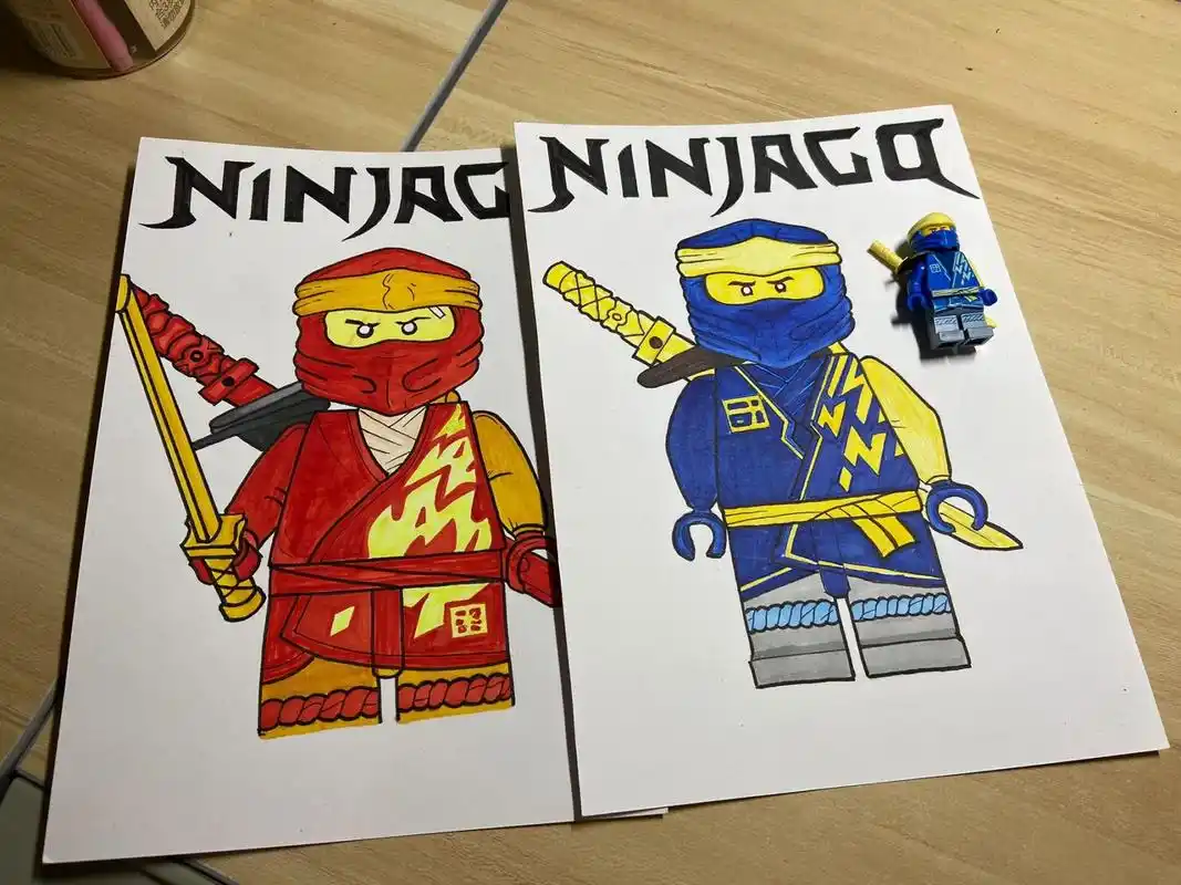 乐高幻影忍者杰 绘画小白,画两幅自娱自乐  杰是照着乐高画的.