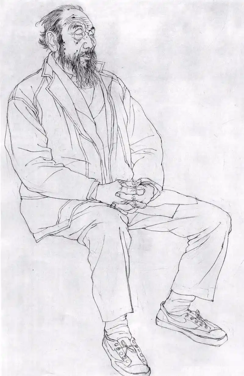 中国美术学院教授徐默|线描人物作品欣赏
