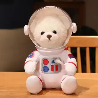 我思我梦太空熊毛绒玩具宇航员航空系列公仔女生节日礼品 米白熊 30cm