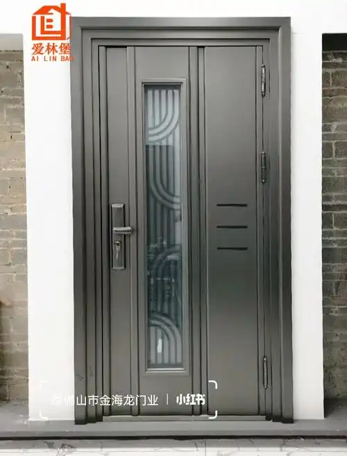 佛山精装房进户门韩式不锈钢入户门推拉门中门透光不锈钢防盗门爱林堡