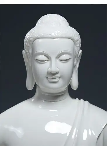 【上美】15释迦牟尼佛坐像白瓷摆件家用供奉摩尼如来佛祖像居家摆