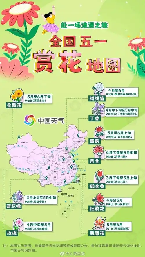 五一假期全国赏花地图
