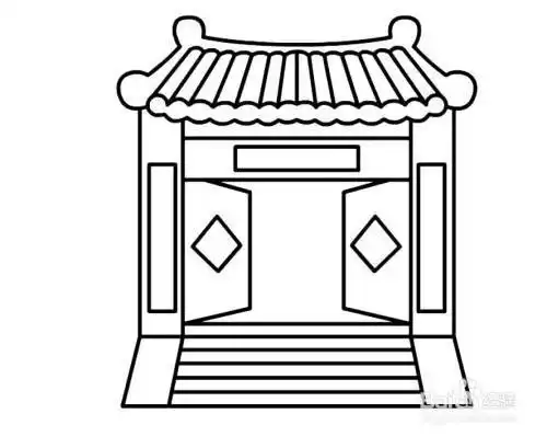 古代四合院大门简笔画北京四合院简笔画图片画法北京四合院简笔画图片