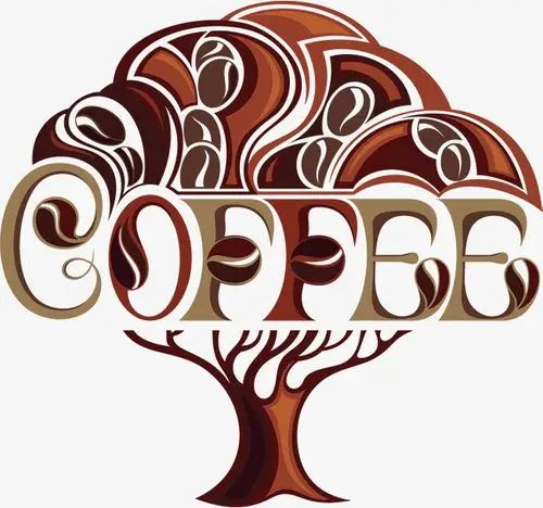矢量手绘咖啡树