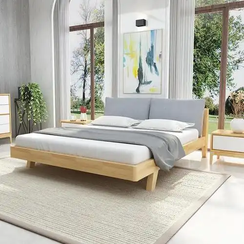 北欧风格全实木软床简约现代橡木主次卧室家具15米18米单双人床