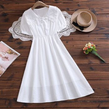 休闲女孩裙子912岁夏天新款儿童公主裙棉布白色裙子xl建议110120斤