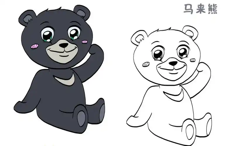 简笔画大全,马来熊(一)