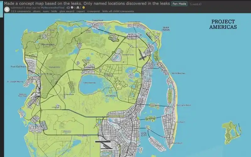 泄漏的gta 6罪恶都市地图