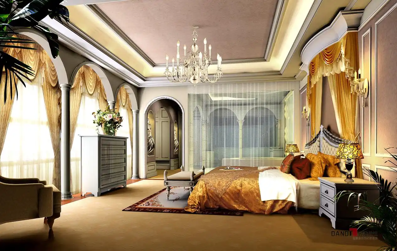 简欧复式三口之家简约奢华感暖色系卧室卧室