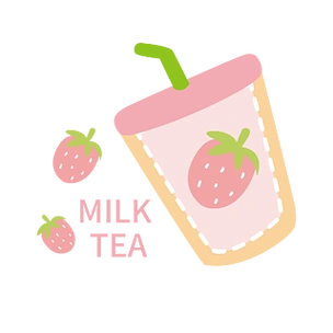 手绘卡通可爱水果草莓牛奶装饰免抠图案