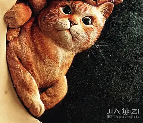甲子工作室 太原 皮雕作品 有态度的猫