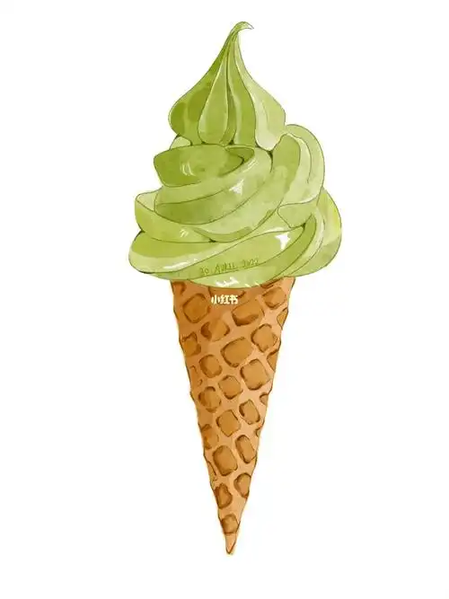 抹茶冰激凌水彩临摹作业1