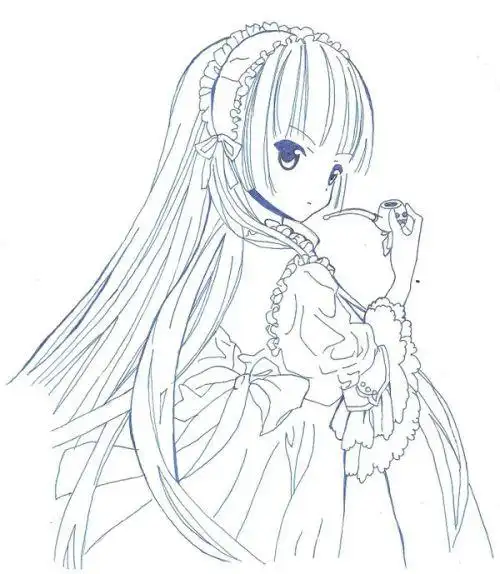 可爱的动漫人物素描.萌一些的.多一点