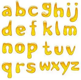 黄色水晶小写字母矢量素材