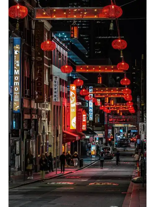墨尔本唐人街夜景