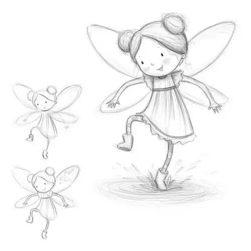 人物简笔画图片漂亮的花精灵 小女孩简笔画
