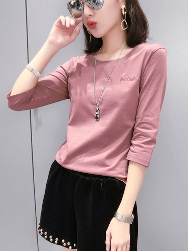 纯棉白色t恤女短袖2021新款早春夏装七分袖宽松洋气中袖女装上衣