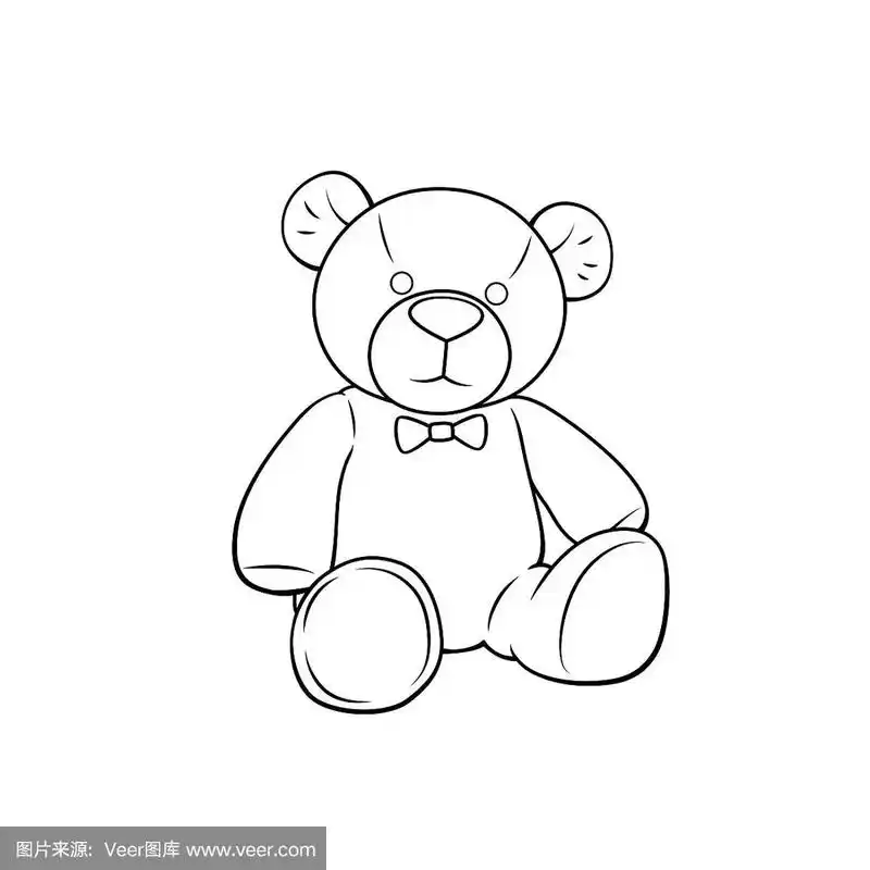 矢量插图的泰迪熊孤立在白色背景儿童涂色书.