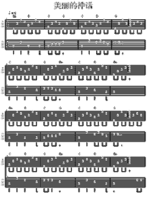 神话吉他谱成龙指弹简答版吉他图片谱2张